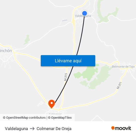 Valdelaguna to Colmenar De Oreja map