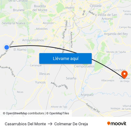 Casarrubios Del Monte to Colmenar De Oreja map