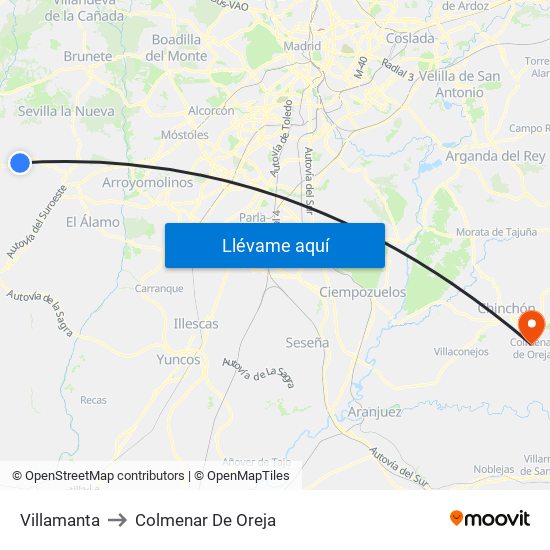 Villamanta to Colmenar De Oreja map