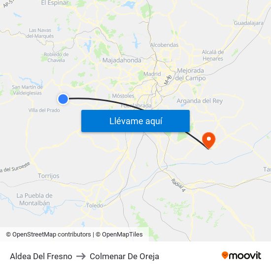 Aldea Del Fresno to Colmenar De Oreja map