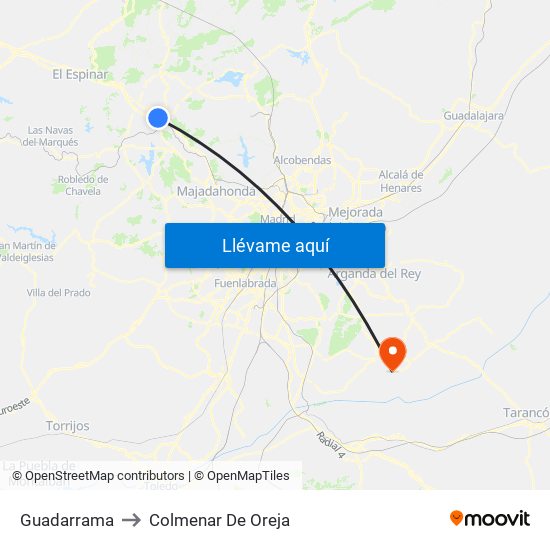 Guadarrama to Colmenar De Oreja map