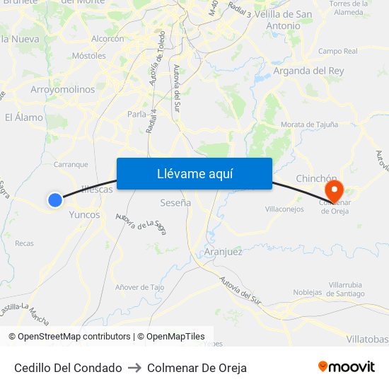 Cedillo Del Condado to Colmenar De Oreja map