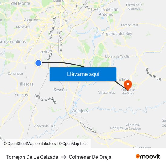 Torrejón De La Calzada to Colmenar De Oreja map