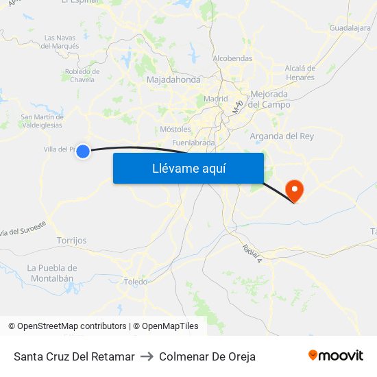 Santa Cruz Del Retamar to Colmenar De Oreja map