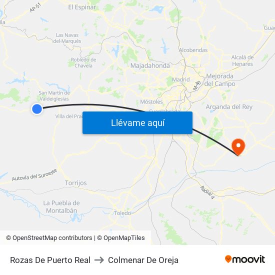 Rozas De Puerto Real to Colmenar De Oreja map