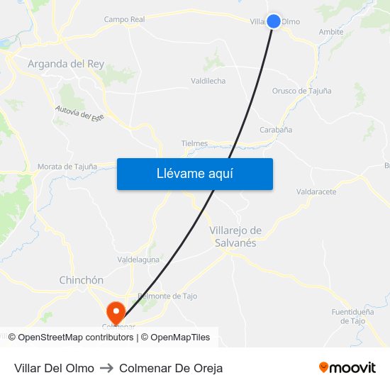 Villar Del Olmo to Colmenar De Oreja map