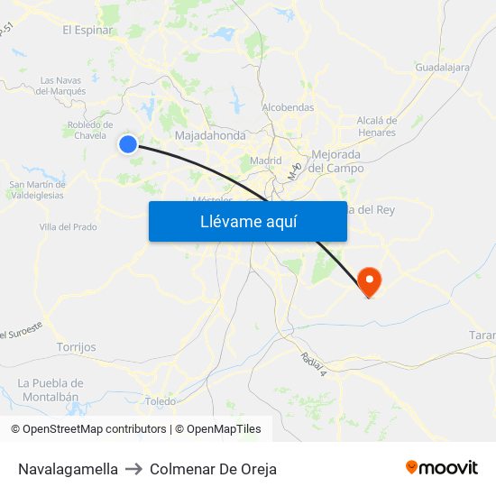 Navalagamella to Colmenar De Oreja map