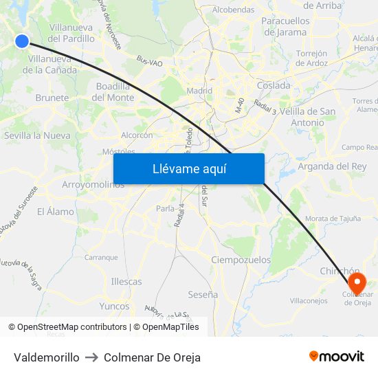 Valdemorillo to Colmenar De Oreja map