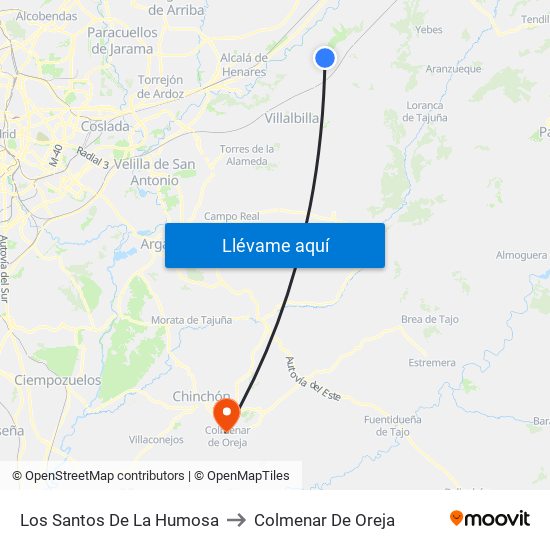 Los Santos De La Humosa to Colmenar De Oreja map