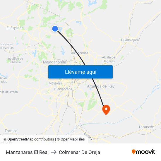 Manzanares El Real to Colmenar De Oreja map
