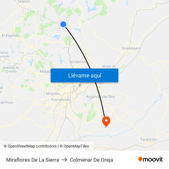 Miraflores De La Sierra to Colmenar De Oreja map