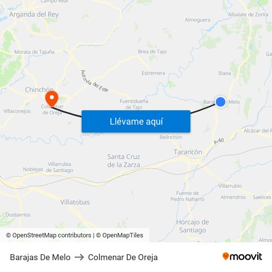 Barajas De Melo to Colmenar De Oreja map