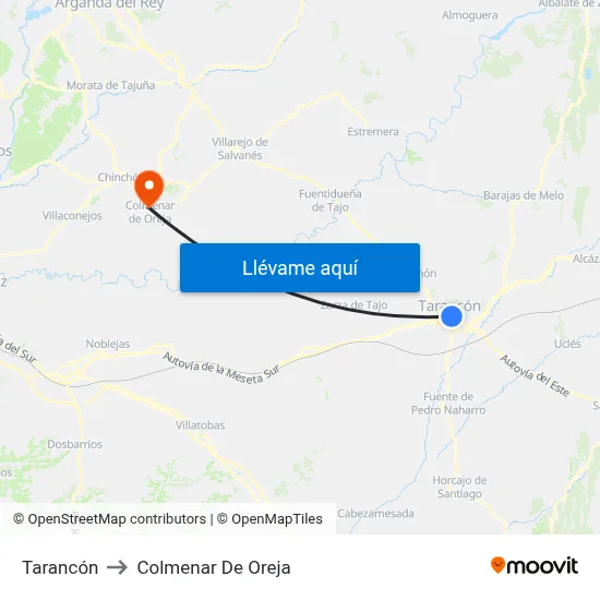 Tarancón to Colmenar De Oreja map