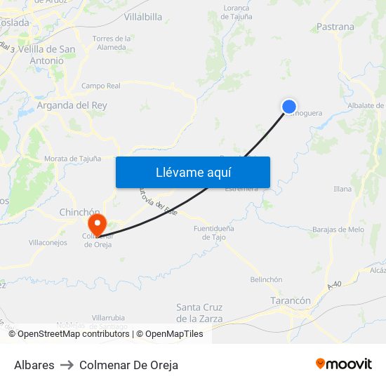 Albares to Colmenar De Oreja map