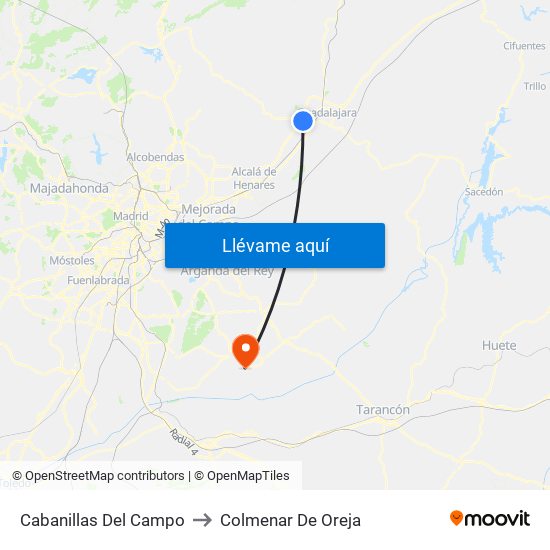 Cabanillas Del Campo to Colmenar De Oreja map