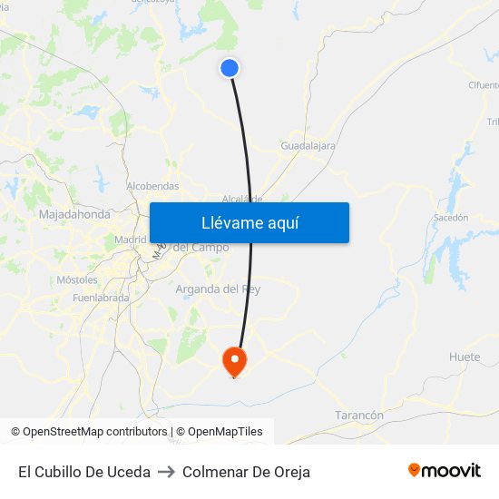 El Cubillo De Uceda to Colmenar De Oreja map