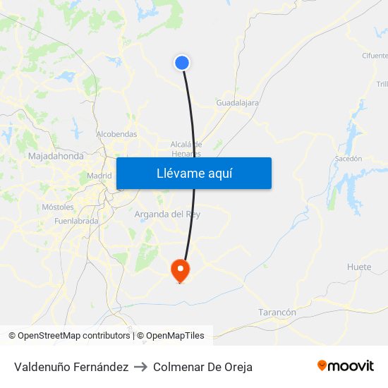 Valdenuño Fernández to Colmenar De Oreja map