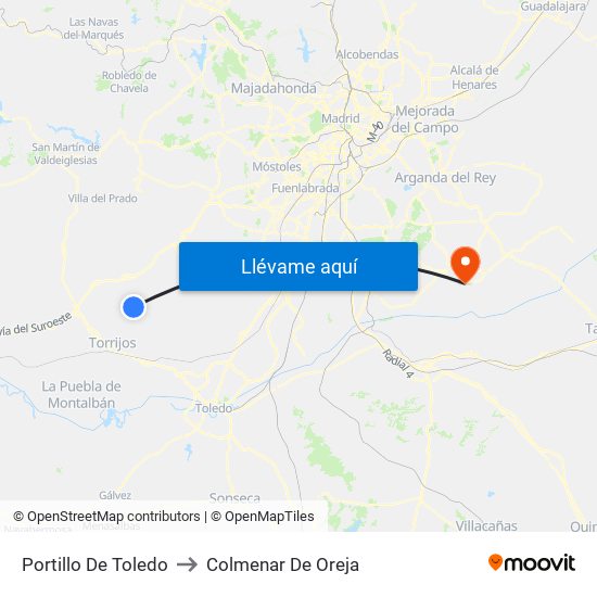 Portillo De Toledo to Colmenar De Oreja map