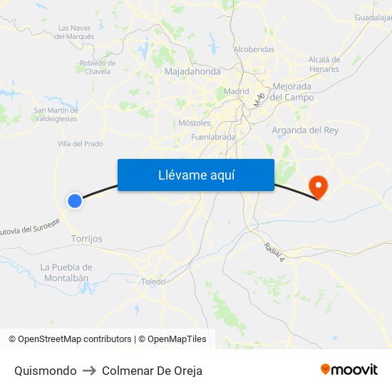 Quismondo to Colmenar De Oreja map
