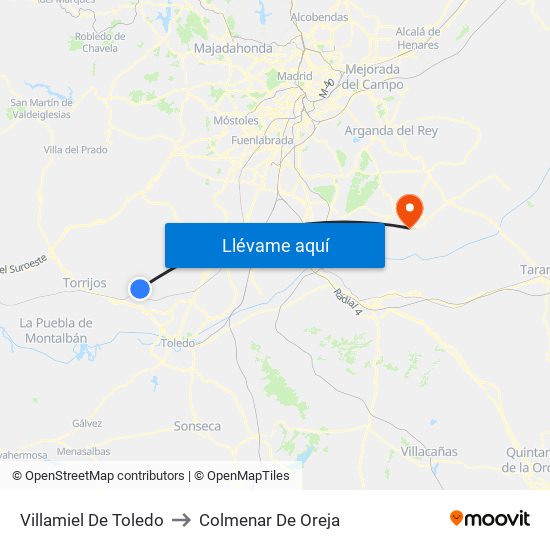 Villamiel De Toledo to Colmenar De Oreja map