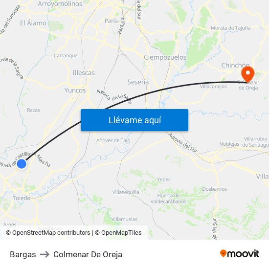 Bargas to Colmenar De Oreja map