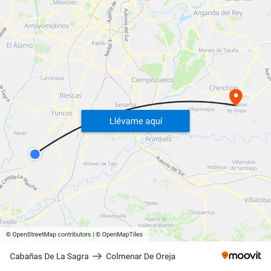 Cabañas De La Sagra to Colmenar De Oreja map