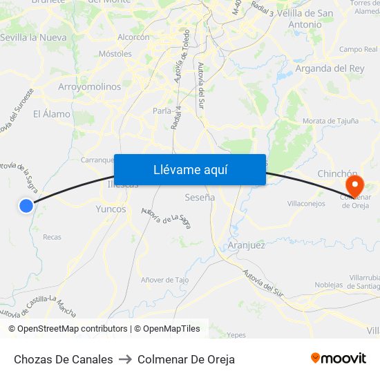 Chozas De Canales to Colmenar De Oreja map