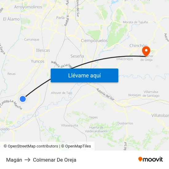 Magán to Colmenar De Oreja map