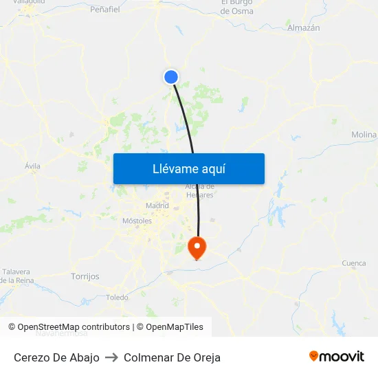 Cerezo De Abajo to Colmenar De Oreja map