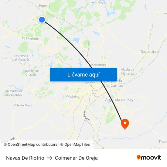 Navas De Riofrío to Colmenar De Oreja map