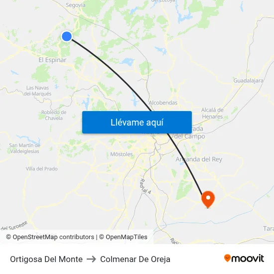 Ortigosa Del Monte to Colmenar De Oreja map