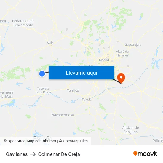 Gavilanes to Colmenar De Oreja map