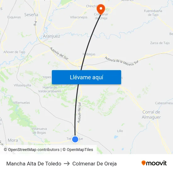 Mancha Alta De Toledo to Colmenar De Oreja map