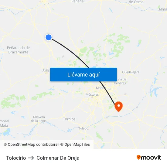 Tolocirio to Colmenar De Oreja map