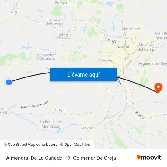 Almendral De La Cañada to Colmenar De Oreja map