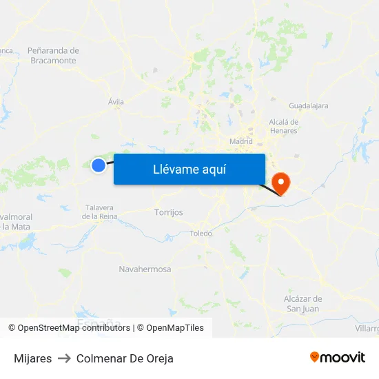 Mijares to Colmenar De Oreja map