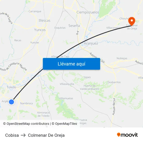 Cobisa to Colmenar De Oreja map