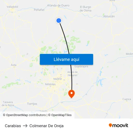 Carabias to Colmenar De Oreja map
