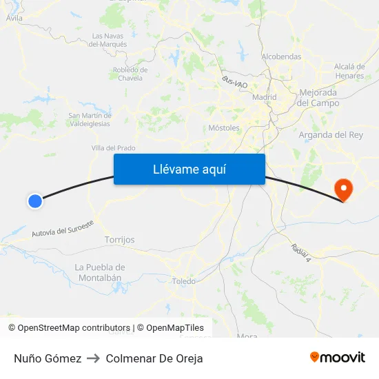 Nuño Gómez to Colmenar De Oreja map
