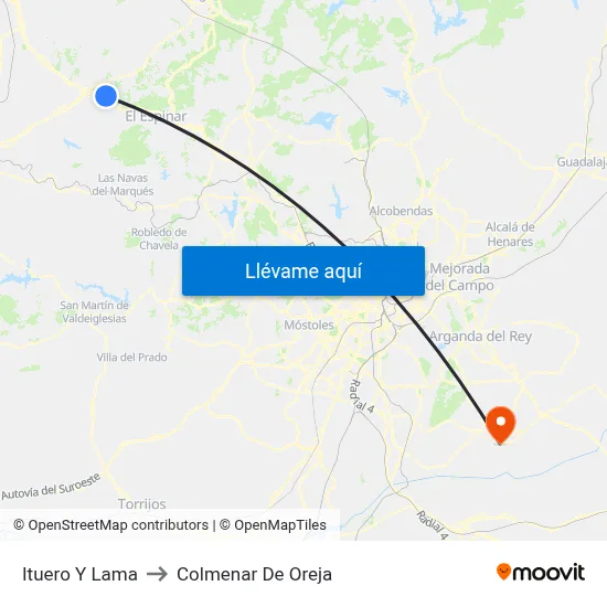 Ituero Y Lama to Colmenar De Oreja map