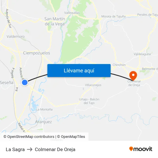 La Sagra to Colmenar De Oreja map