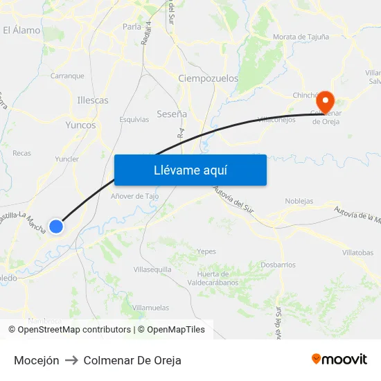 Mocejón to Colmenar De Oreja map