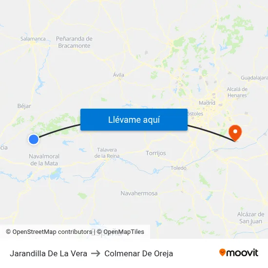 Jarandilla De La Vera to Colmenar De Oreja map