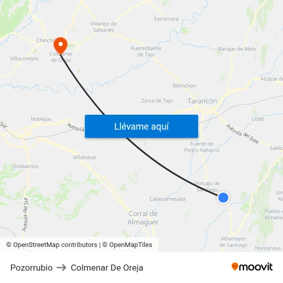 Pozorrubio to Colmenar De Oreja map