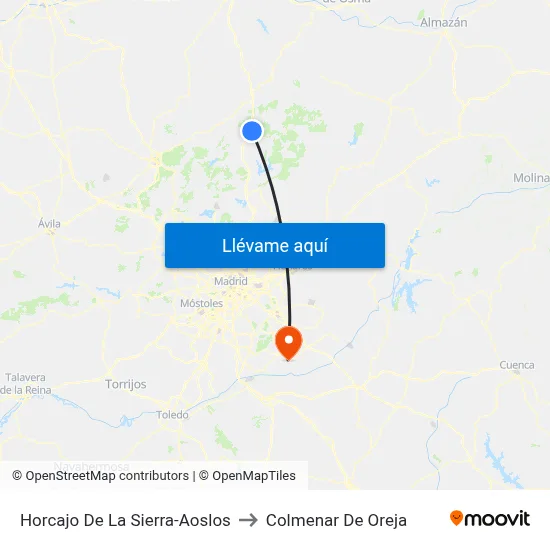 Horcajo De La Sierra-Aoslos to Colmenar De Oreja map