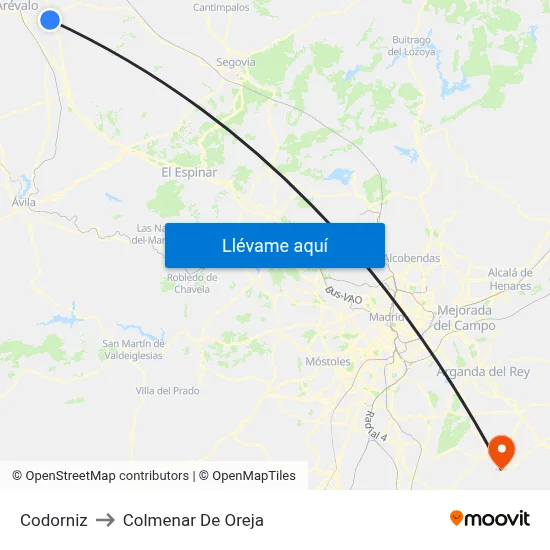 Codorniz to Colmenar De Oreja map