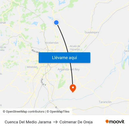 Cuenca Del Medio Jarama to Colmenar De Oreja map