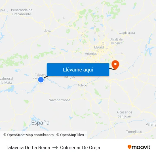 Talavera De La Reina to Colmenar De Oreja map