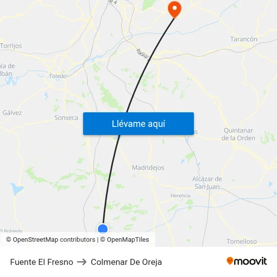 Fuente El Fresno to Colmenar De Oreja map