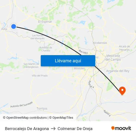 Berrocalejo De Aragona to Colmenar De Oreja map